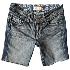 Paige Women's Hidden Hills Raw Hem High Rise Denim Jean Shorts Size 28